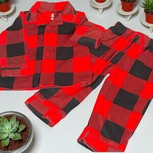Baby Gap Pajamas 18-24 Months Set PJ Top Bottom Buffalo Plaid 2 pc Flannel Red
